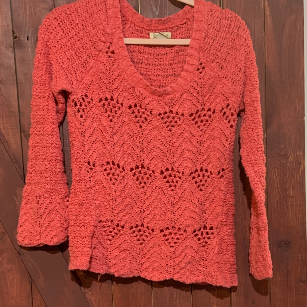 Lucky Brand Vivid Coral Textured Hoodie